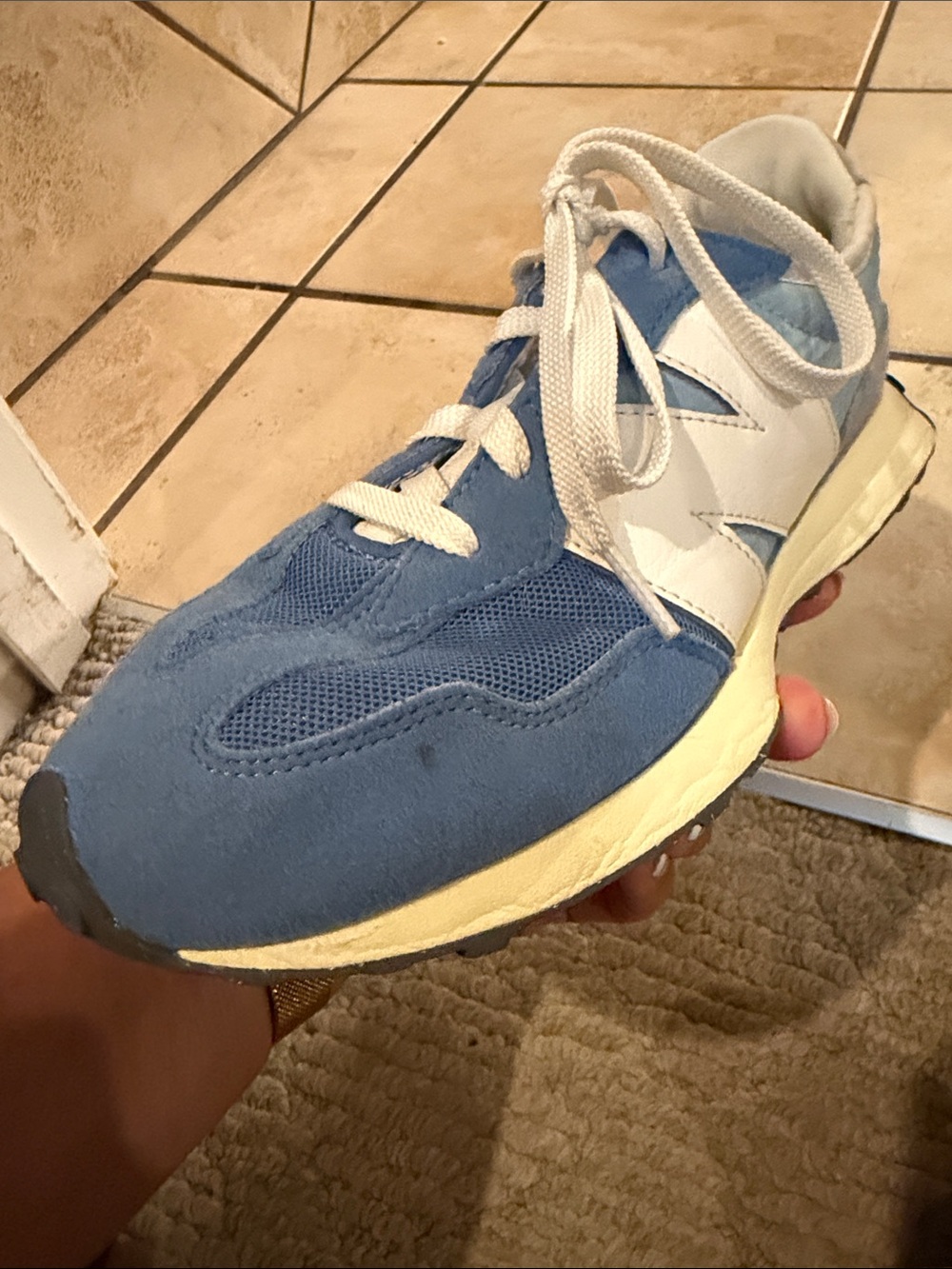 New Balance 327 Blue Casual Retro Runner Sneakers - White Accent - Picture 10 of 13